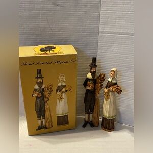 Harvest Time Hand Painted Pilgrim set Thanksgiving figurines original box